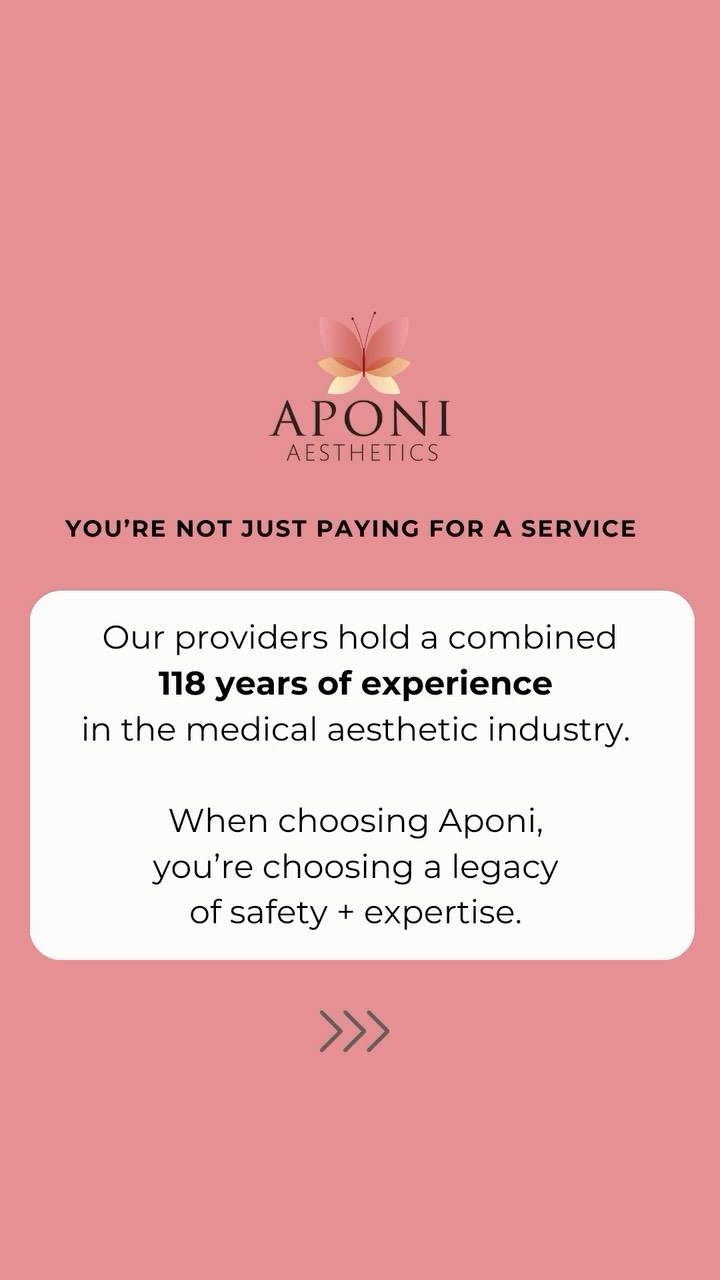 Numbers don’t lie. At Aponi Aesthetics, our provider team boasts 118 years of combined experience specifically in medical aesthetics-plus many more in the general medical field.
In a world of “quick fixes,” we pride ourselves on deep clinical knowledge and a long-standing commitment to patient safety.
Visit us at Aponi and experience the difference that a century of expertise makes.
📍99 Prescott St. Worcester, Ma
☎️508-792-2900 aponiaesthetics.com
#medicalaesthetics #worcesterma #wellness #bethebestyou #expirencedprofessionals